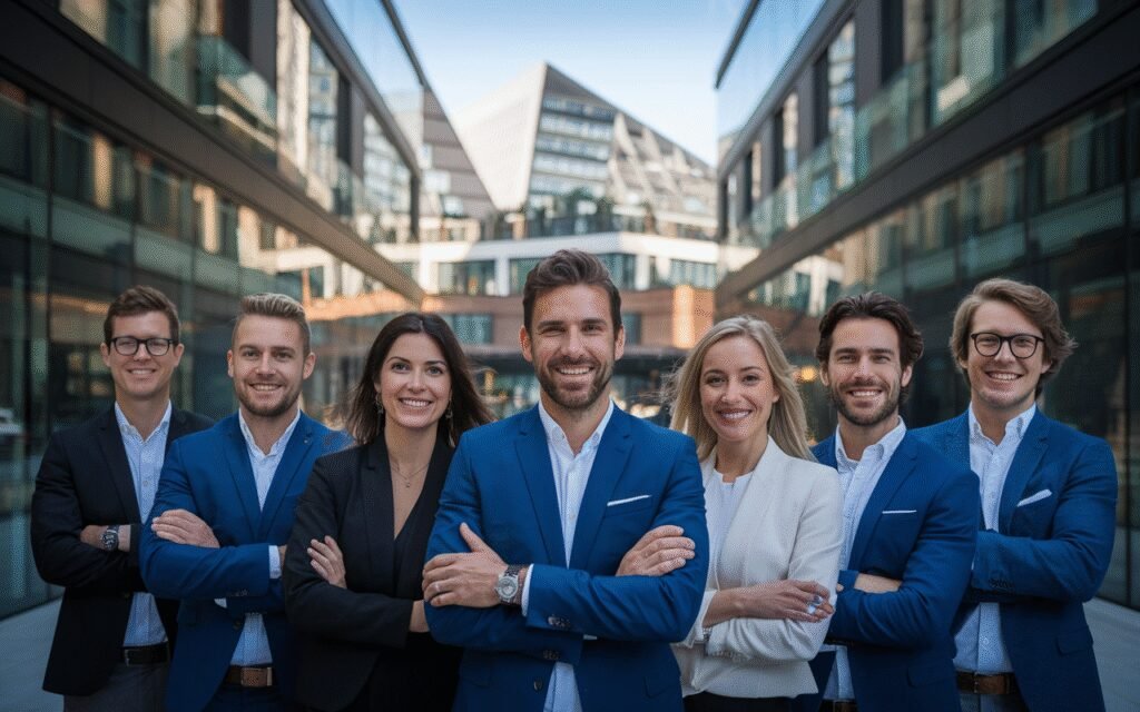 Façade d'une agence immobilière moderne située à Nanterre