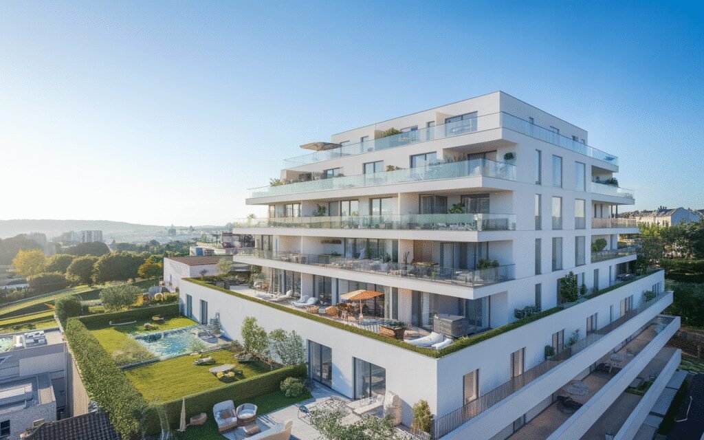 Vue extérieure d'un appartement moderne à vendre à Nanterre