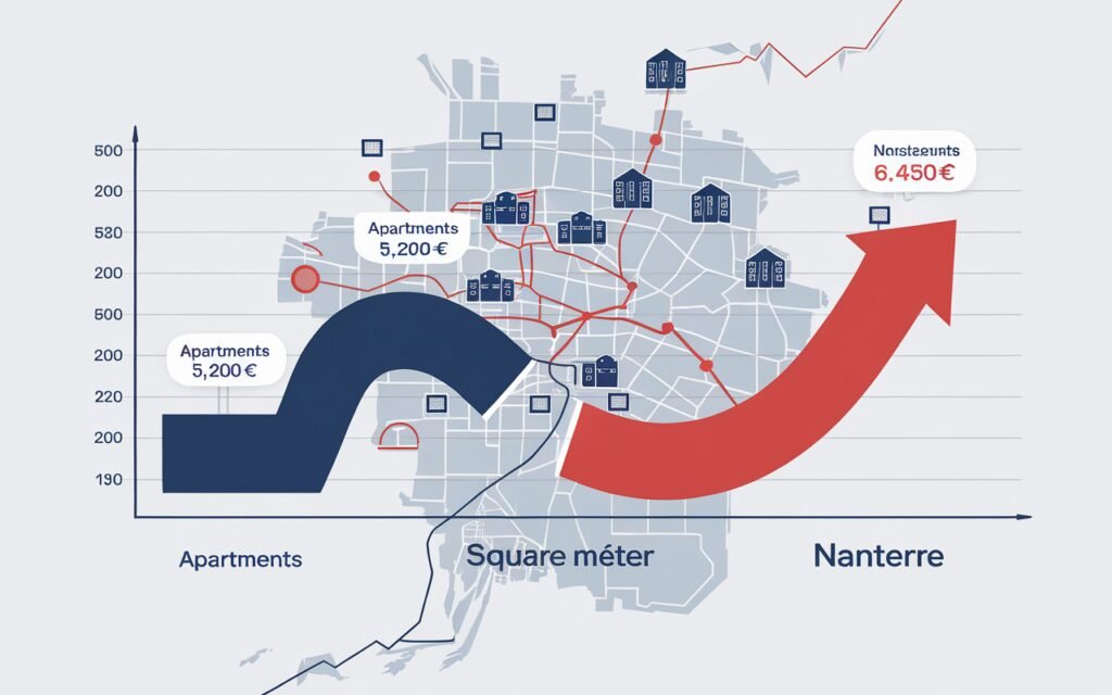 Graphique illustrant le prix au mètre carré à Nanterre en 2024