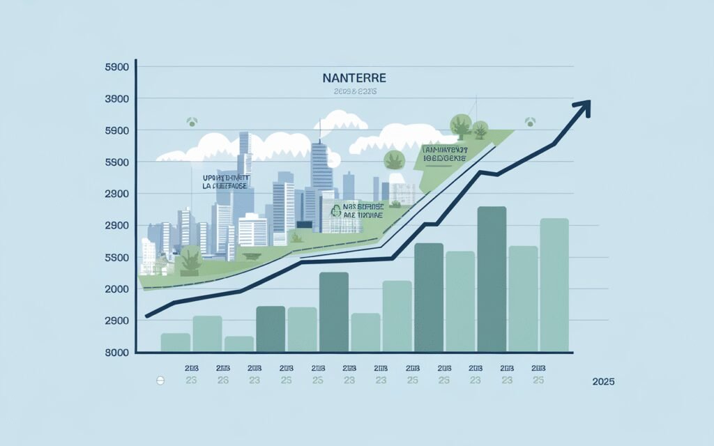 Graphique illustrant le prix moyen au mètre carré à Nanterre