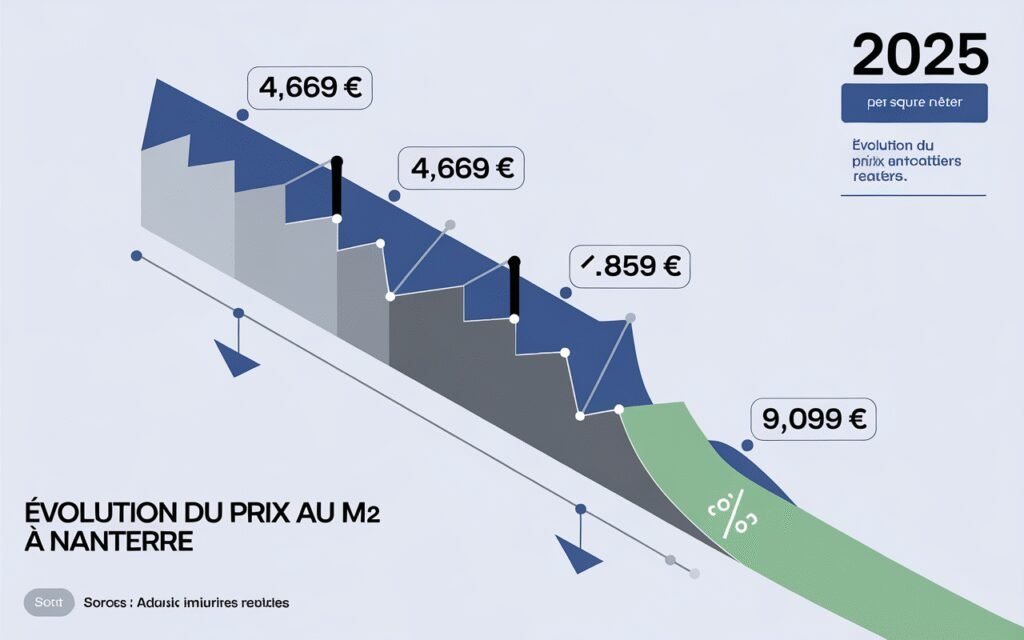 Graphique illustrant le prix moyen au mètre carré à Nanterre