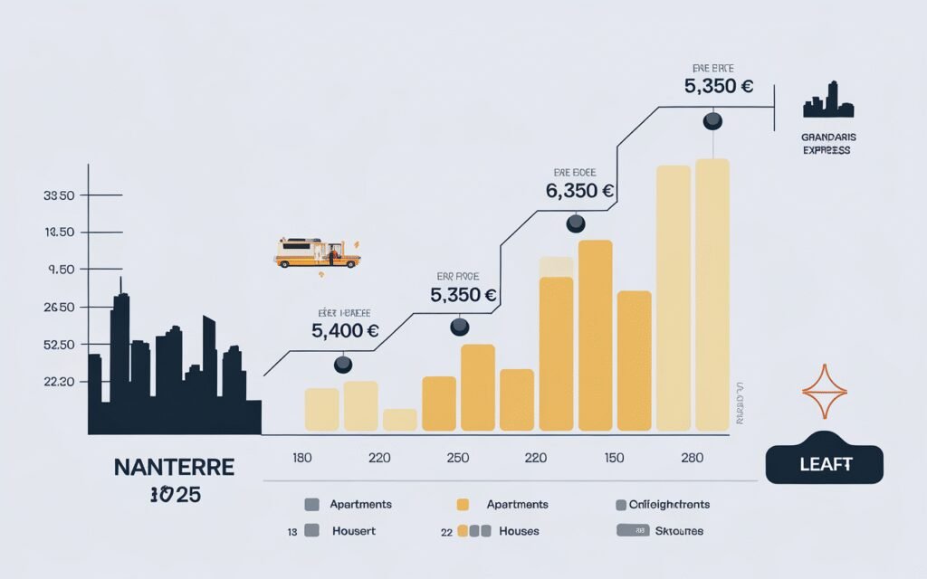 Graphique illustrant l'évolution du prix au mètre carré à Nanterre