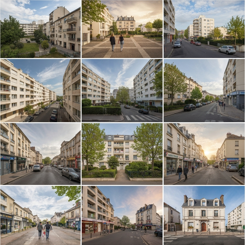 Vue de la Rue des Aubépines à Petit Nanterre avec des immeubles résidentiels