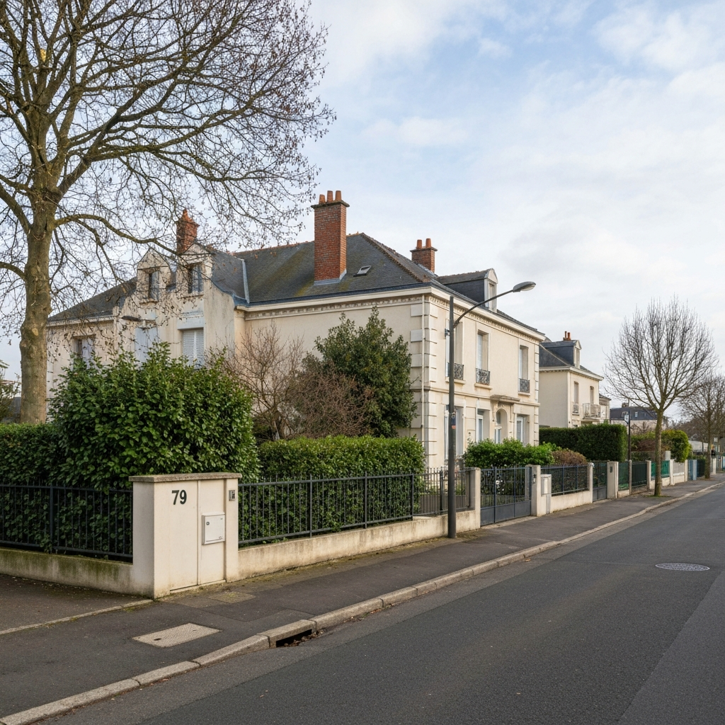 Vue de la Rue Pablo Neruda à Mont-Valérien, Nanterre avec indication du prix au mètre carré