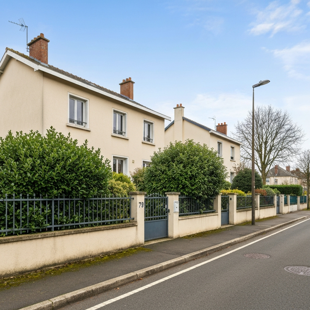 Vue de Nanterre avec une maison à vendre et un panneau 'Vendu'